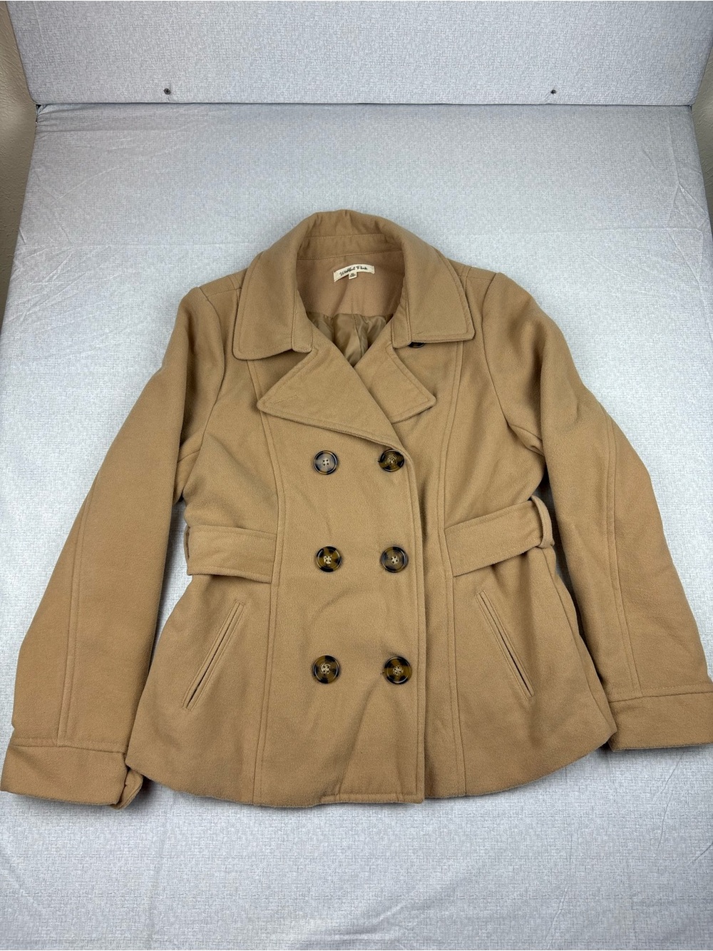 Wishful Park Double-Breasted Camel Peacoat